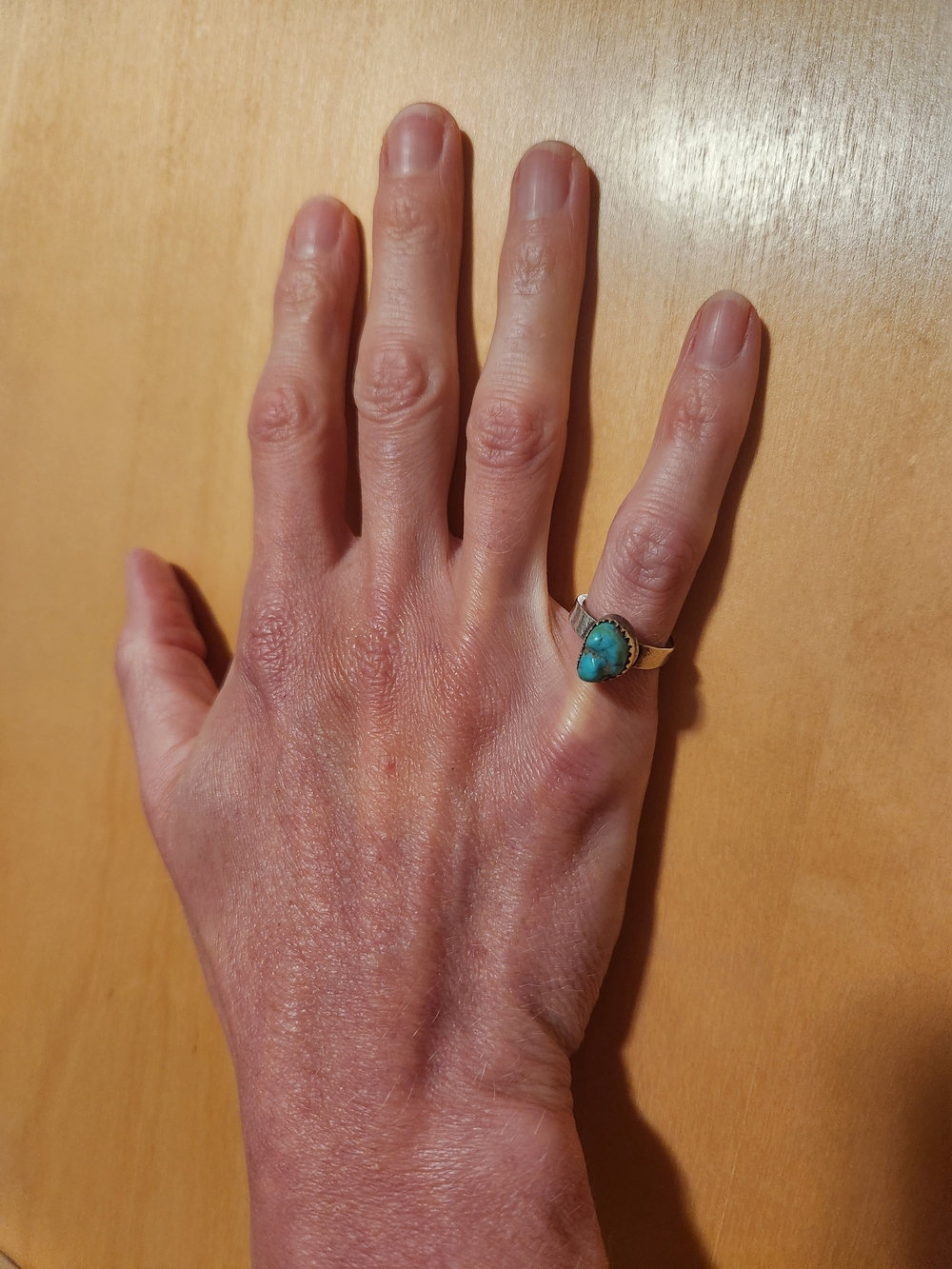 Turquoise Stone Ring - Sterling Silver Band
